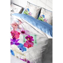 Doğal Pamuk Çift Kişilik 3D Digital Viola Nevresim Takımı