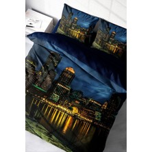 Çift Kişilik Sık Dokuma Pamuk Saten 3D Özel Tasarım Dark City Nevresim Takımı