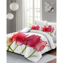 Çift Kişilik Sık Dokuma Pamuk Saten 3D Özel Tasarım Tulip Nevresim Takımı