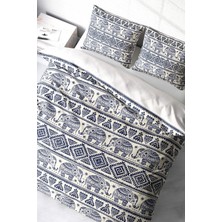 Çift Kişilik Sık Dokuma Pamuk Saten 3D Özel Tasarım Ethnic Elephant Nevresim Takımı