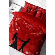 Çift Kişilik Sık Dokuma Pamuk Saten 3D Özel Tasarım Sevgililer Günü Nevresim Takımı