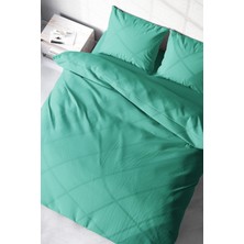 Doğal Pamuk Çift Kişilik 3D Digital Yeşil Lux Pamuk Ranforce Nevresim Takımı