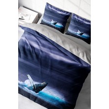 Doğal Pamuk Çift Kişilik 3D Digital Shark Nevresim Takımı