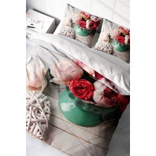 Çift Kişilik Sık Dokuma Pamuk Saten 3D Özel Tasarım Rose Love Nevresim Takımı