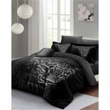 Çift Kişilik Sık Dokuma Pamuk Saten 3D Özel Tasarım Black Leopar Nevresim Takımı