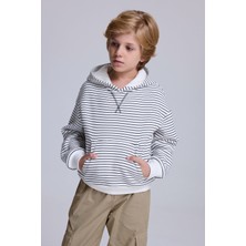 Babokah (Kids Boy) Çizgili Kanguru Cep Kapüşonlu Sweatshirt