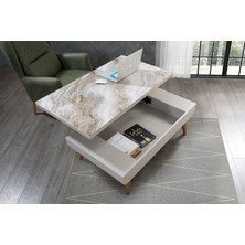 Moda Krem Mermer Desen Orta Sehpa mt 112