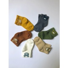 Yeni Doğan Organik Bebek Ayıcıklı Çorap Erkek Soft Renkli 6 Lı Set