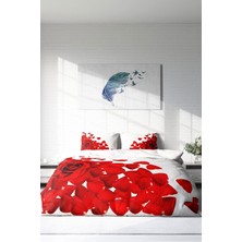 Çift Kişilik Lastikli Çarşaflı Pamuk Saten Beyaz Güller Nevresim Takımı