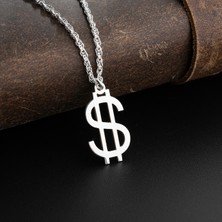 Vetro Silver Erkek Özel Tasarım Dolar Simgesi Gümüş Kolye