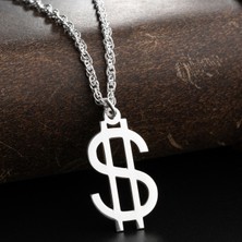 Vetro Silver Erkek Özel Tasarım Dolar Simgesi Gümüş Kolye