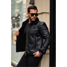 Erkek Napa Deri Içi Full Kürklü Slim Fit Mont & Ceket