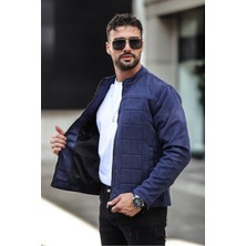 Erkek Su ve Rüzgar Geçirmez Slim Fit Astarlı Mevsimlik Süet Ceket