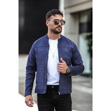 Erkek Su ve Rüzgar Geçirmez Slim Fit Astarlı Mevsimlik Süet Ceket