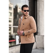 Wish Klein Erkek Slim Fit Kemerli Kısa Kaşe Kaban
