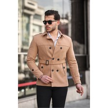 Wish Klein Erkek Slim Fit Kemerli Kısa Kaşe Kaban