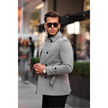Wish Klein Erkek Slim Fit Kemerli Kısa Kaşe Kaban
