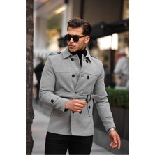 Wish Klein Erkek Slim Fit Kemerli Kısa Kaşe Kaban