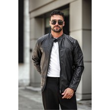 Erkek Siyah Yeni Sezon Deri Ceket