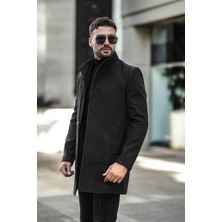 Erkek Dar Kesim Dik Yaka Uzun Kaşe Kaban