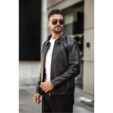 Gm Giyimarket Erkek Siyah Deri Ceket
