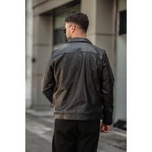Gm Giyimarket Erkek Siyah Deri Ceket