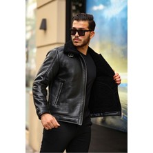 Erkek Napa Deri Içi Full Kürklü Slim Fit Mont & Ceket
