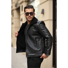 Erkek Napa Deri Içi Full Kürklü Slim Fit Mont & Ceket