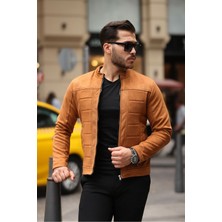 Erkek Su ve Rüzgar Geçirmez Slim Fit Astarlı Mevsimlik Süet Ceket