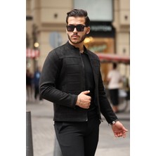 Erkek Su ve Rüzgar Geçirmez Slim Fit Astarlı Mevsimlik Süet Ceket