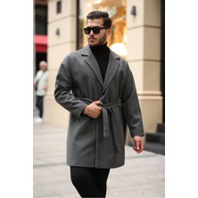 Gm Giyimarket Erkek Kemerli Oversize Rahat Kesim Kaşe Kaban