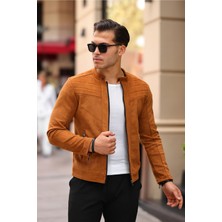 Gm Giyimarket Erkek Kahverengi Dar Kesim Süet Ceket