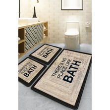 Chilai Home Bej 3'lü Set Banyo Paspası Kaymaz Taban Özelliği ile 60 x 100 cm Konforlu Kullanım