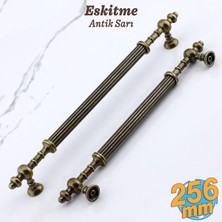 Badem10 Kader Eskitme Antik Sarı Metal Kulp 256 mm - 25.6 cm Mobilya Mutfak Dolabı Dolap Kulpları Çekme Kulbu