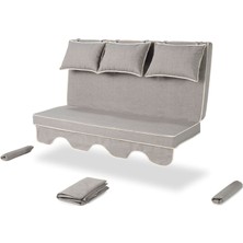 Salıncak Minder Takımı 3 Kişilik (Süngerli) - Salvia - Kırçıllı Gri