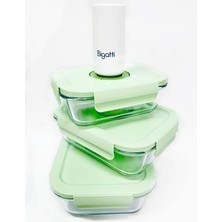 Bigatti 3 Lü Saklama Kabı Mint Yeşili + Vakumlu Sarjlı Pompa