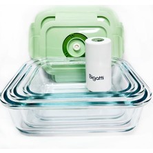 Bigatti 3 Lü Saklama Kabı Mint Yeşili + Vakumlu Sarjlı Pompa