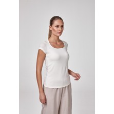 Relactive Kadın Kısa Kollu Havuz Yaka Body T-Shirt Fit Kalıp