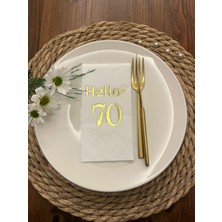 Kidspartim Gold Yaldızlı Beyaz Hello Yetmiş Yaş Peçete 16 Adet