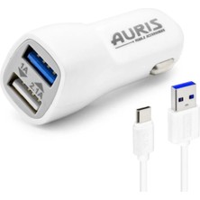 Auris ARS-CR03 Araç Şarj Aleti 2 Port 3.4A ve Type-C Kablo