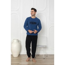 Sude Homewear Erkek Yazı Desenli Polar Pijama Takımı