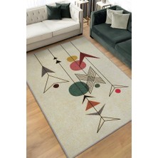 Homshtag Yüksel, Yazılı Minimalist Geometrik Oturma Odası Halısı,Pamuklu Dokuma Tabanlı Yıkanabilir Salon Halısı