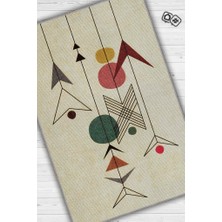 Homshtag Yüksel, Yazılı Minimalist Geometrik Oturma Odası Halısı,Pamuklu Dokuma Tabanlı Yıkanabilir Salon Halısı