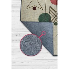 Homshtag Yüksel, Yazılı Minimalist Geometrik Oturma Odası Halısı,Pamuklu Dokuma Tabanlı Yıkanabilir Salon Halısı