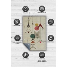 Homshtag Yüksel, Yazılı Minimalist Geometrik Oturma Odası Halısı,Pamuklu Dokuma Tabanlı Yıkanabilir Salon Halısı