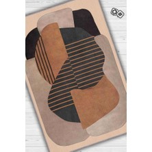 Homshtag Yaşama Sanatı Kahverengi Bej Renkli Halı Geometrik Oturma Odası Halısı Minimal Salon Halı