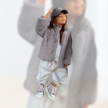 Chinozetti And Mom Gri Candy Suni Tüylü Kürk Mont