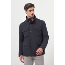 Morven Erkek Lacivert Poliamit Çıtçıtlı Kapitone Mont