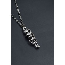 Sarılan İskelet  Gümüş Kaplama Unisex Düz Zincir Kolye kod 818