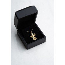 Silvano Jewelry 925 Ayar Gümüş Gold Işıklı Kutu Kalp Tektaş Melek Kolye